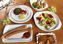 Pappteller und Bestecke
